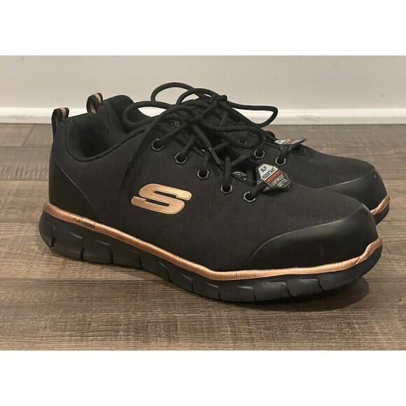 Skechers Flex Sole Steel Toe Lace-Up Oil & Slip Resistant Work Shoes 9.5 Womens - Picture 1 of 12